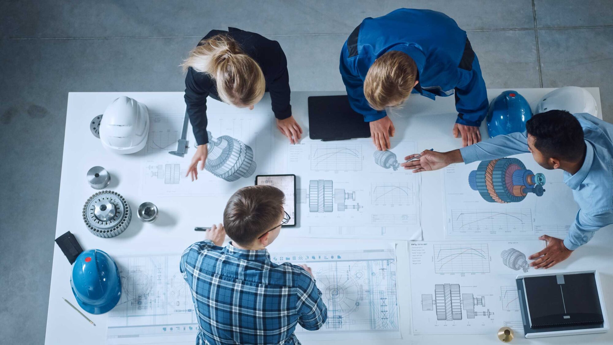 Team of engineers working on project