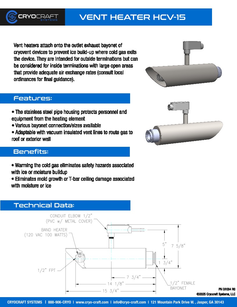 Cryovent Heater Cutsheet