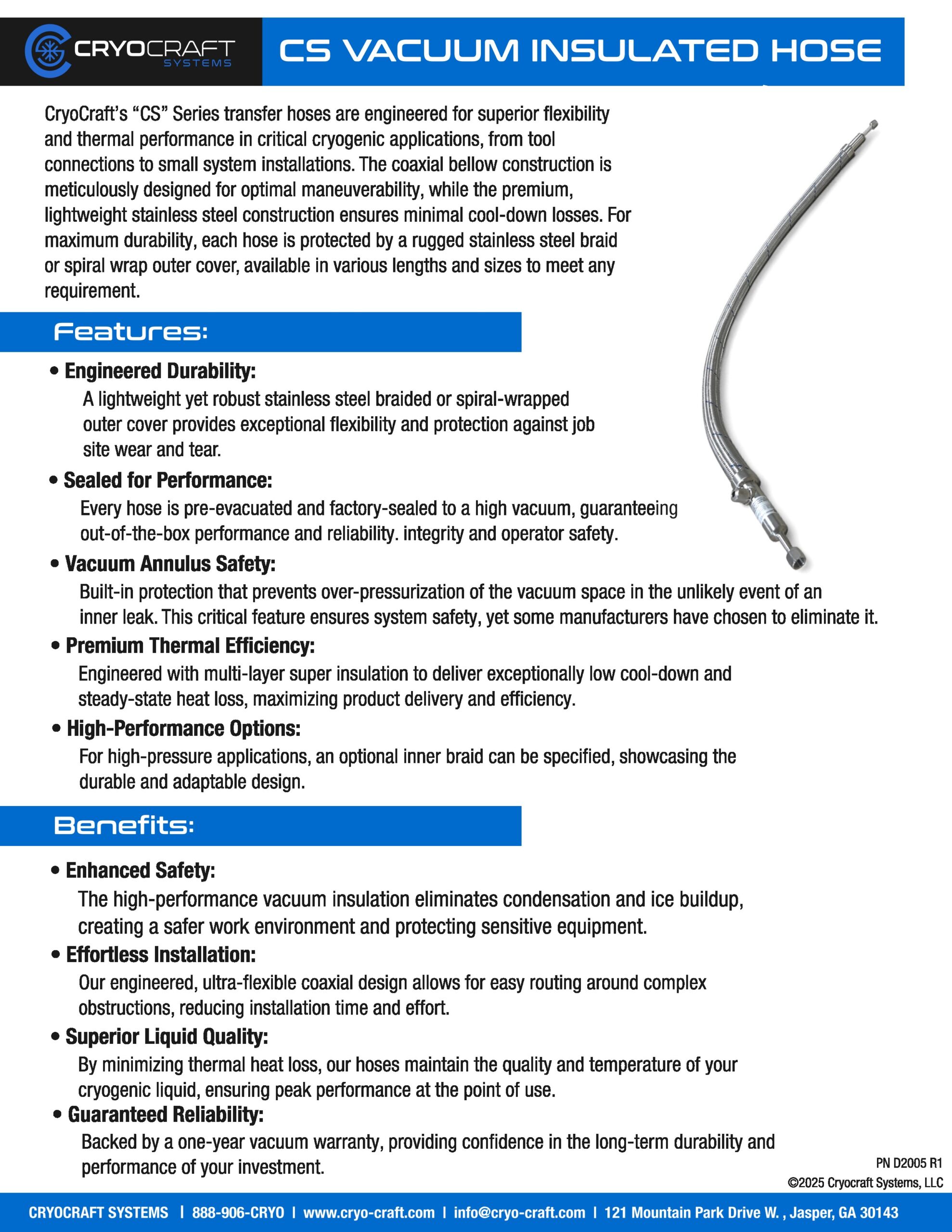 Vacuum Insulated Hose Cutsheet